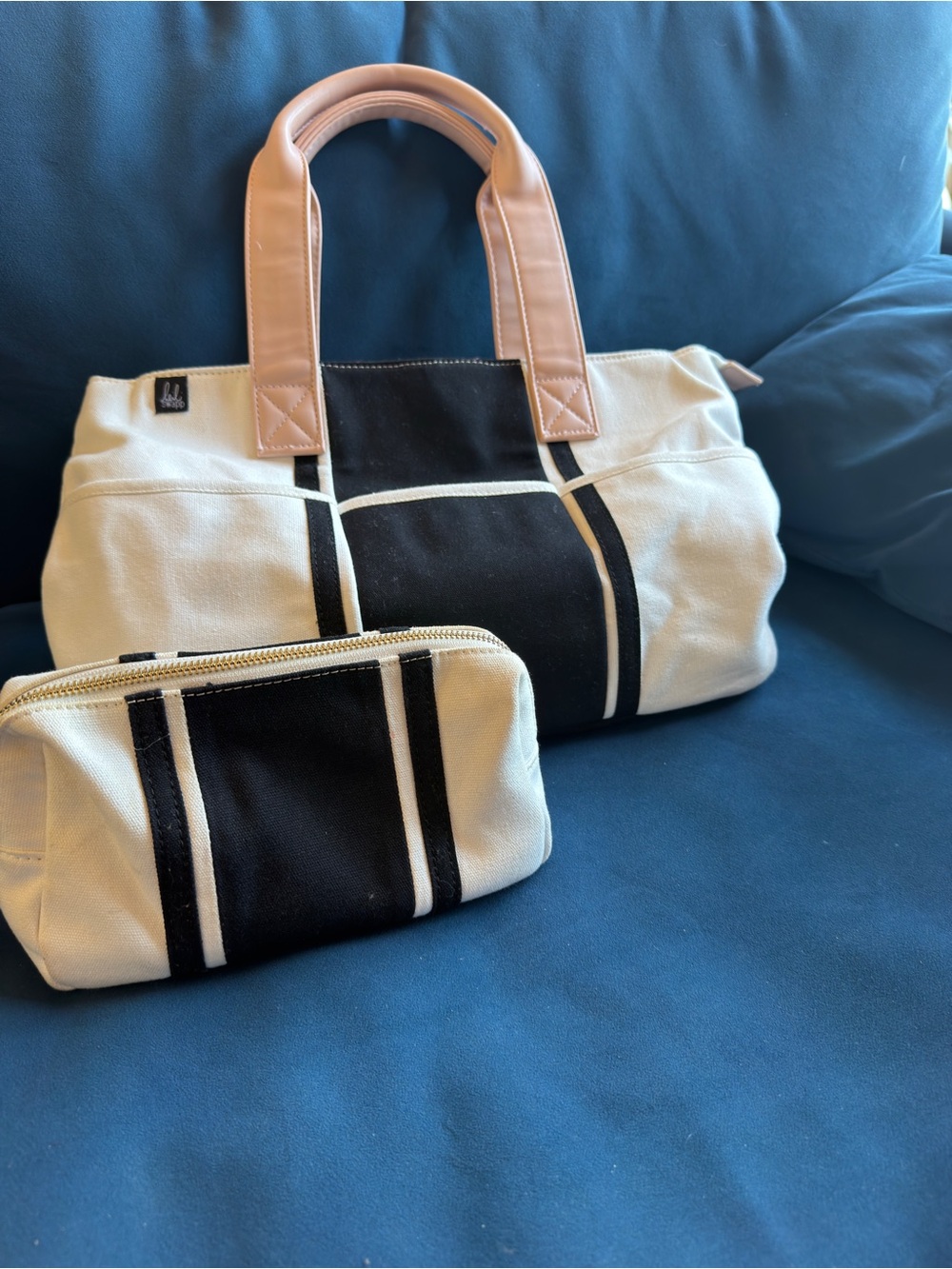 Heidi Swapp Cream Canvas Tote with small insert pouch